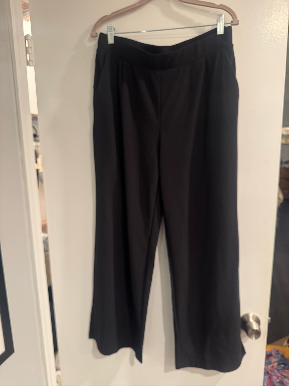 HALARA Black Wide Leg Pull-On Pants Women's XL High Waisted Stretch Casual Work